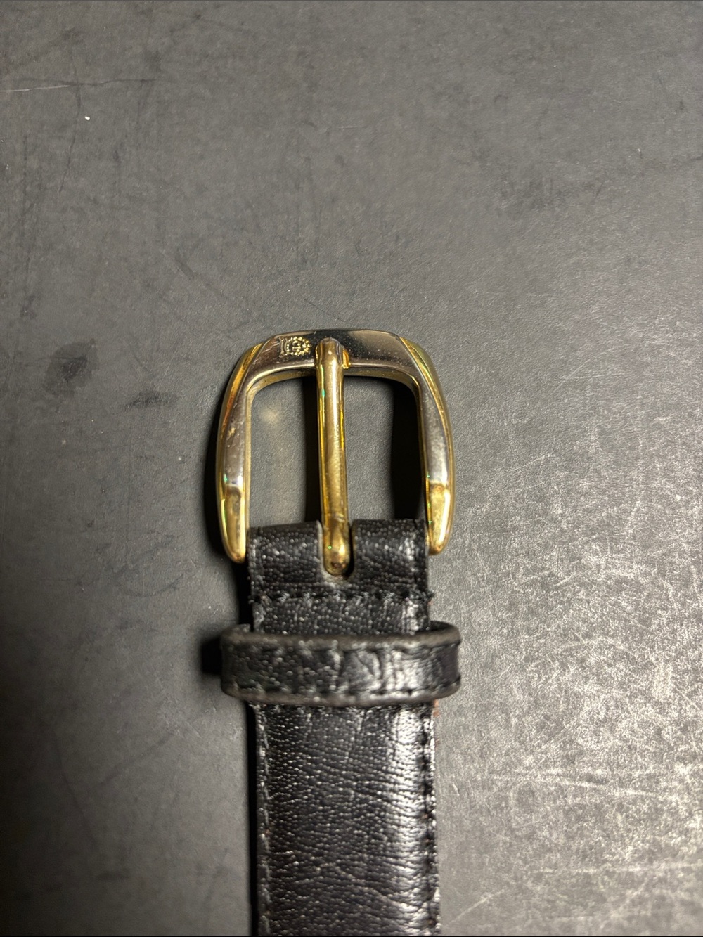 Dior Black Leather Belt with Silver and Gold Buckle